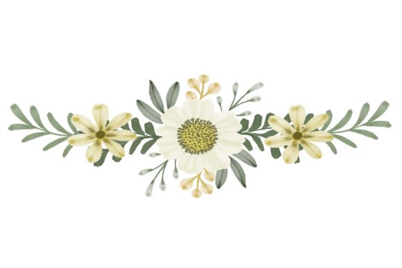 Arrangement of White Floral Watercolor Illustrations