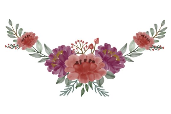 Arrangement Red Watercolor Floral Frame