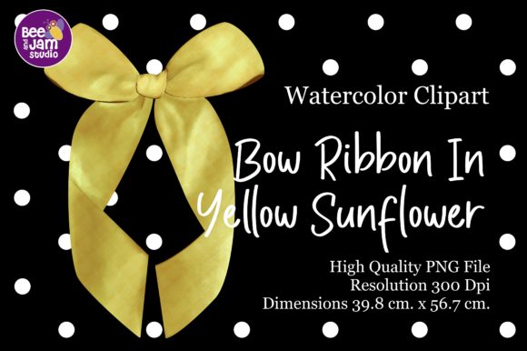 Bow Ribbon Yellow Sunflower Watercolor Illustrations