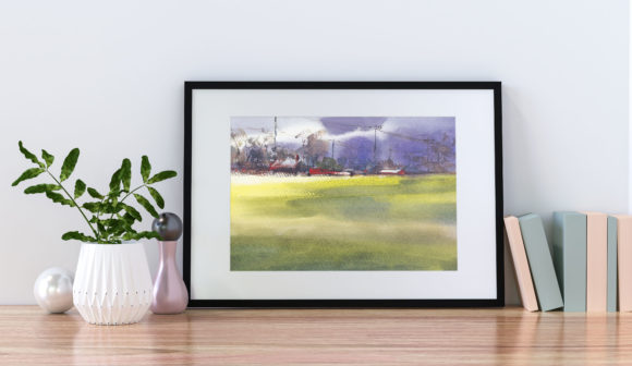 Countryside Field Watercolor Painting Illustrations