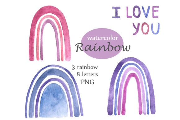 Cute Clipart Watercolor Boho Rainbow Png