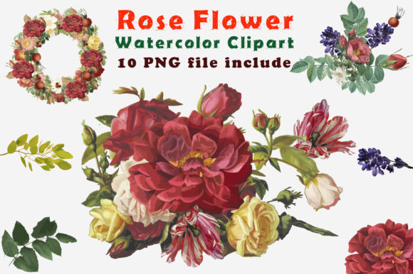 Digital Clipart Watercolor Flower Design