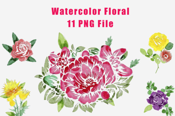 Digital Watercolor Floral Designs for Illustrations