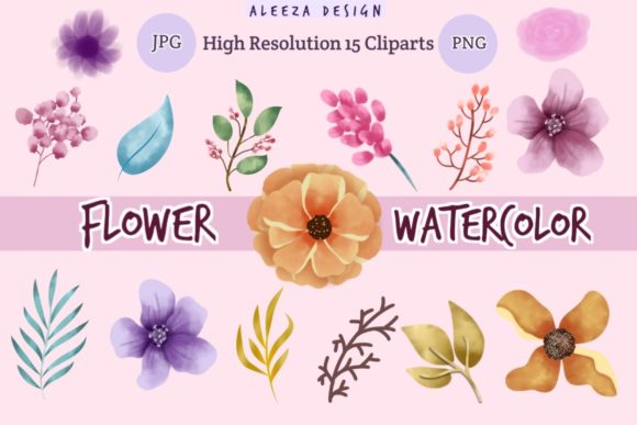 Flower Watercolor Set for Illustrations