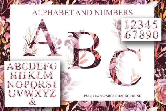 Letters and Numbers with Watercolor Illustrations