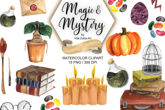 Magic and Mystery Watercolour Clipart and Illustrations