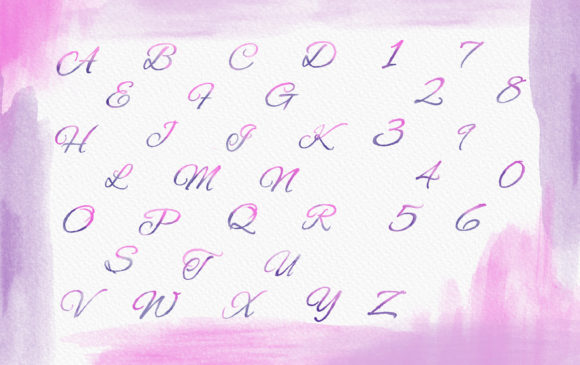 Pink and Purple Watercolor Alphabet Illustrations