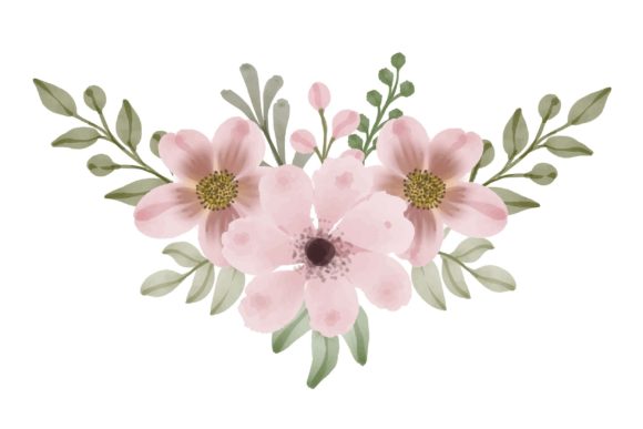 Pink Floral Watercolor Frame for Illustrations