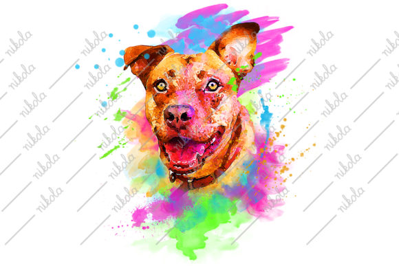 Pitbull Watercolor Pit Bull Sublimation Illustrations