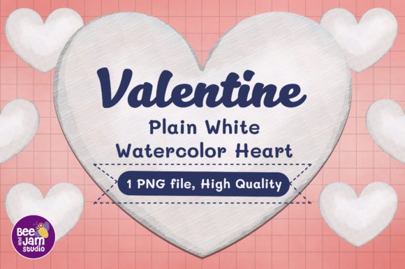 Valentine Plain White Watercolor Heart Illustrations