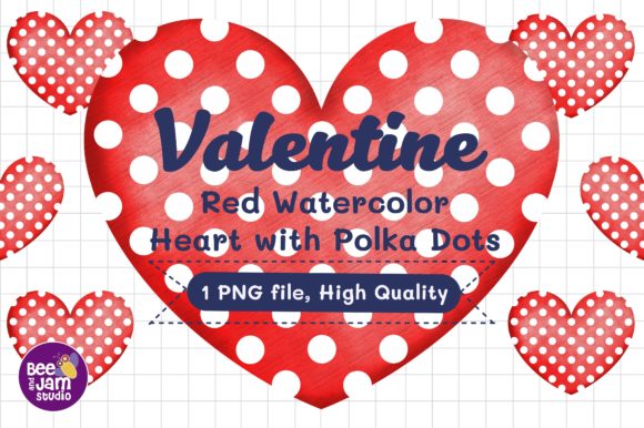Valentine Red Watercolor Heart Polkadot