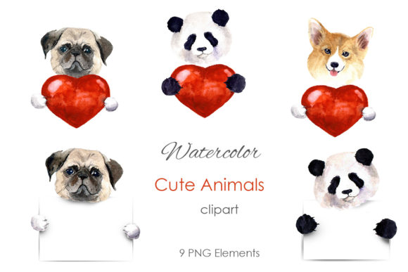 Valentine's Day Clipart. Watercolor Cute