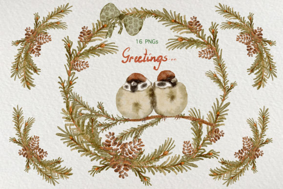 Watercolor Cute Sparrow Procreate Set