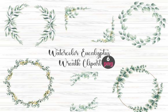 Watercolor Eucalyptus Wreath Clipart