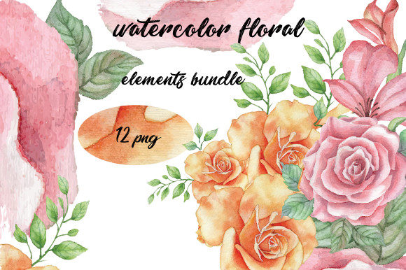 Watercolor Floral Elements Bundle, 601 Illustrations
