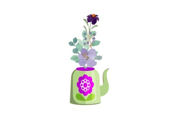 Watercolor Florals and Water Can Illustrations