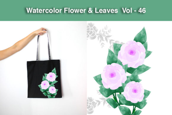 Watercolor Flower Leaves Vol - 46 Illustrations