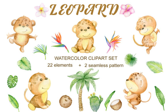 Watercolor. Leopard Illustrations