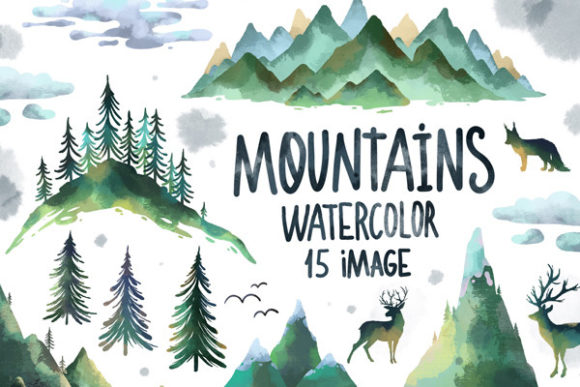 Watercolor Mountains Illustrations