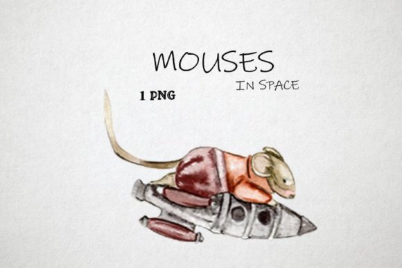 Watercolor Mouses in Space Clipart