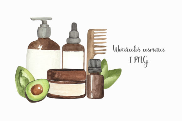 Watercolor of Female Natural Cosmeti Illustrations