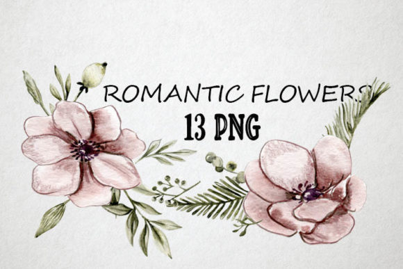 Watercolor Romantic Flowers, Fairy Tale Illustrations