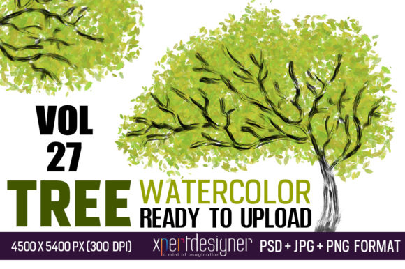Watercolor Vol - 27 Tree Illustrations