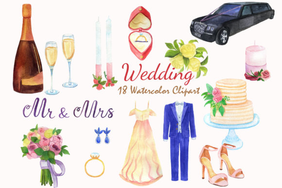 Wedding Watercolor Clipart Marriage Illustrations