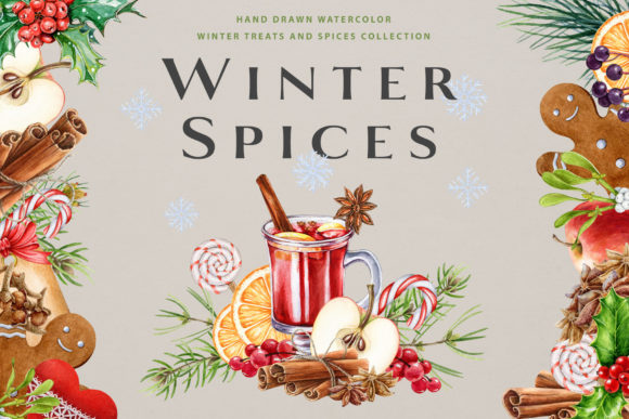 Winter Spices Watercolor Cozy Set